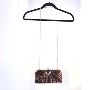 Bronze jeweled detachable chain clutch / mini purse
